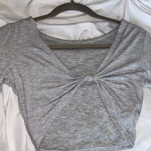 offline by aerie LONG SLEEVED grey top